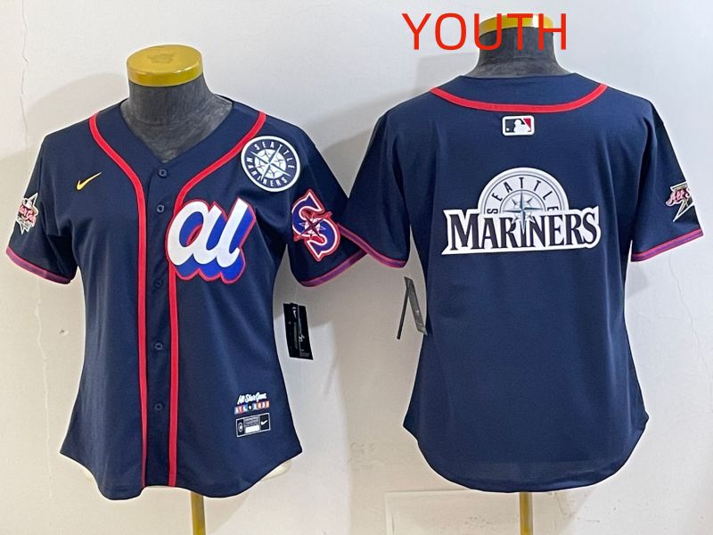Youth 2025 Seattle Mariners Blank Drak Blue All star Nike MLB Jersey style 06